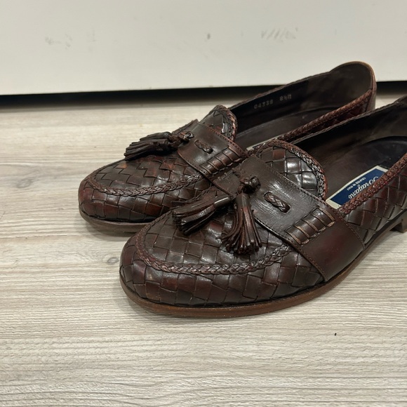 Bragano Brown Woven Leather Loafers 8.5 Italian Made in Italy - Picture 3 of 12